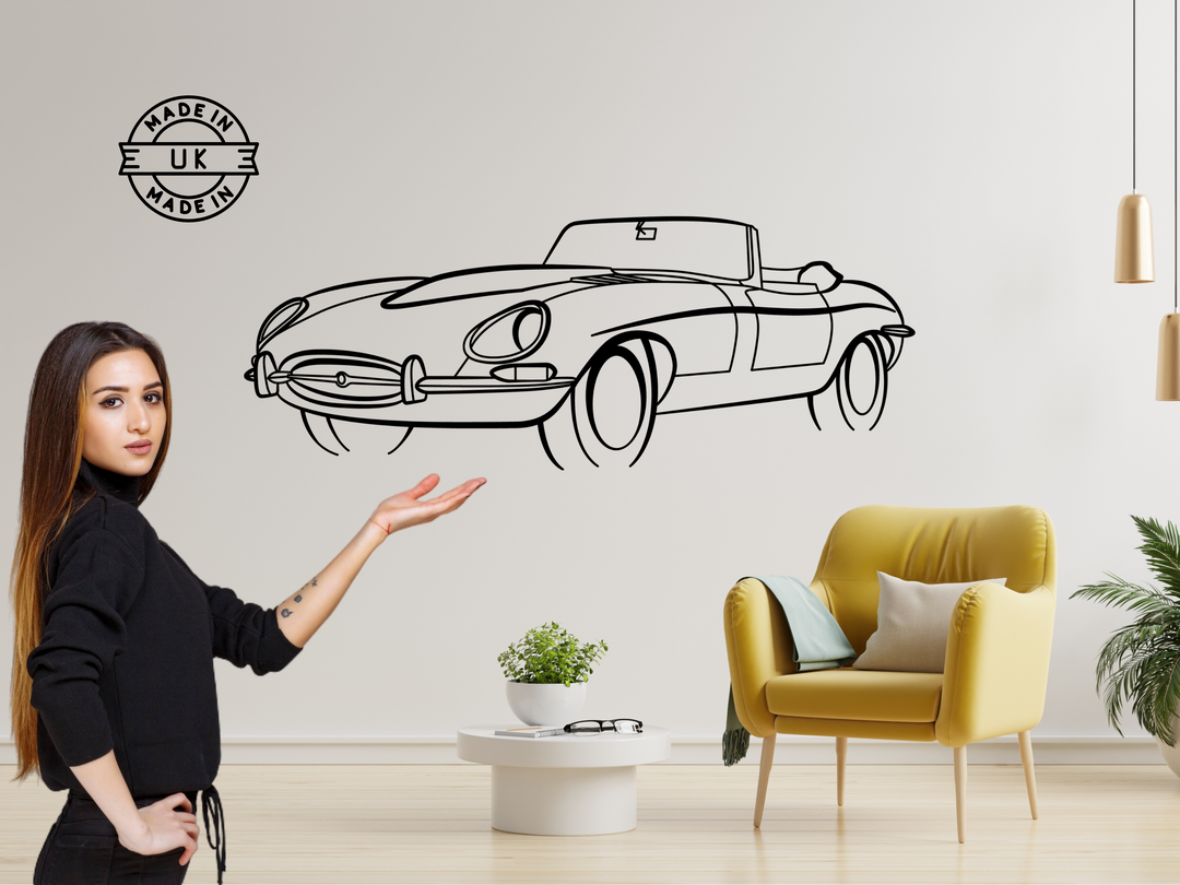 E-Type Series 1 Front Angle, Silhouette Metal Wall Art